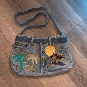 🌴Guess Jeans🌴 Vintage Denim Tropical Painted Purse